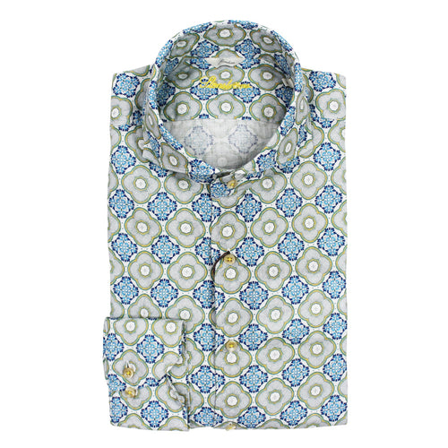 Stenstroms - Sicilian Tiles Casual Slimline Linen Shirt - Nigel Clare