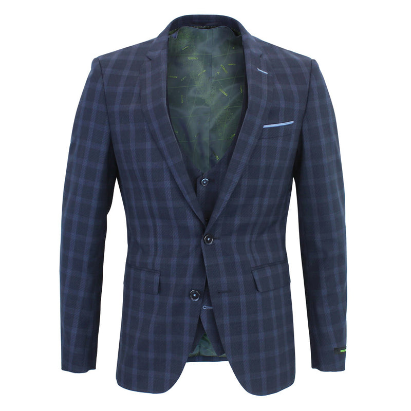 Remus Uomo - Lazio X-Slim Fit Blue Check Suit - Nigel Clare