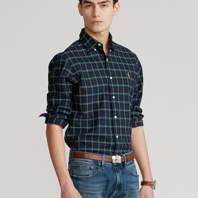 Polo Ralph Lauren - Slim Fit Plaid Oxford Shirt in Navy/Green - Nigel Clare