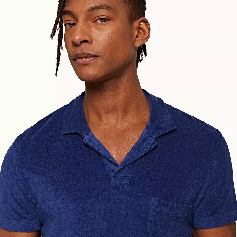 Orlebar Brown - Terry Towelling Polo Shirt in Blue Wash - Nigel Clare