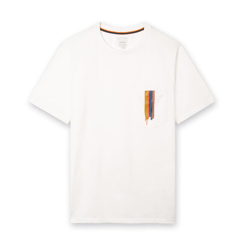 Paul Smith - Painted Stripe Pocket T-Shirt in White - Nigel Clare