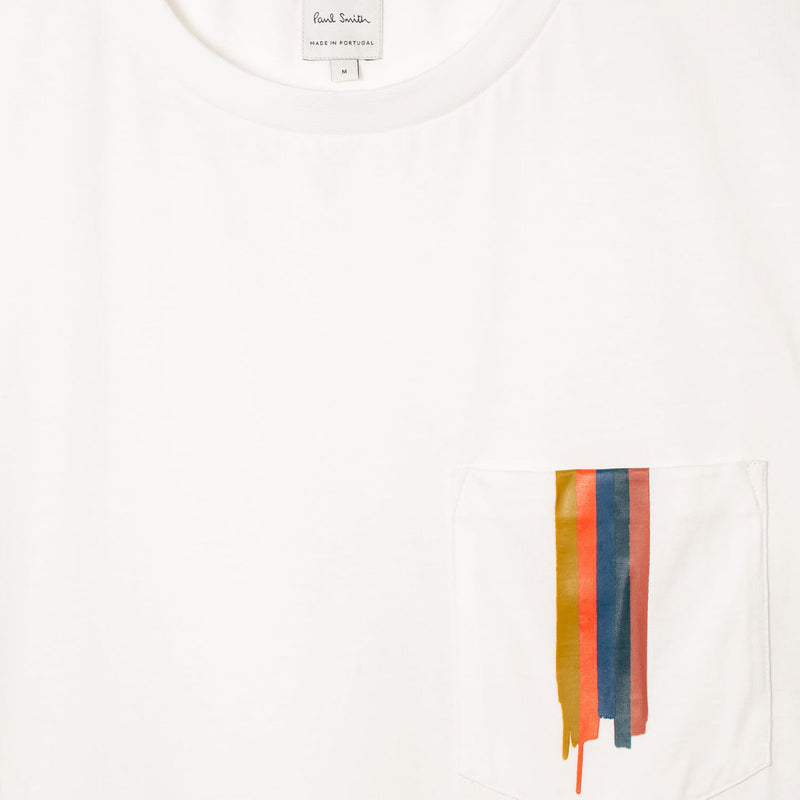 Paul Smith - Painted Stripe Pocket T-Shirt in White - Nigel Clare