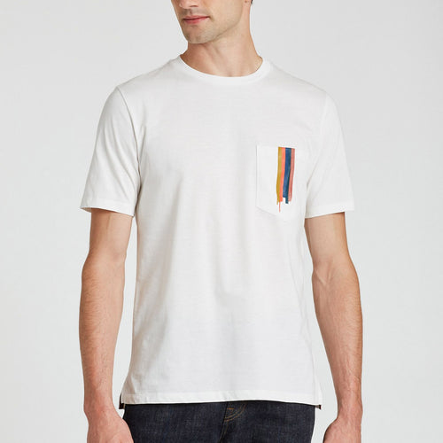 Paul Smith - Painted Stripe Pocket T-Shirt in White - Nigel Clare