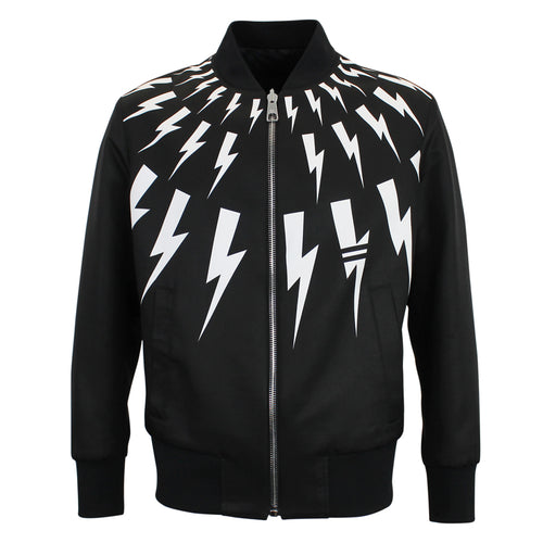 Neil Barrett - Reversible Lightning/Graffiti Print Bomber Jacket - Nigel Clare