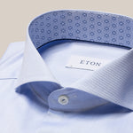 Eton - Slim Fit Shirt in Blue w/ Patterned Trim - Nigel Clare