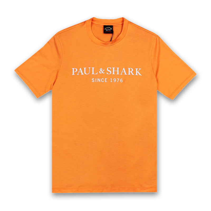 Paul & Shark - Reflective Logo T-Shirt in Orange - Nigel Clare