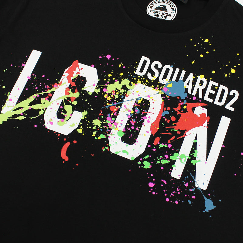 DSQUARED2 - Icon Splatter T-Shirt in Black - Nigel Clare