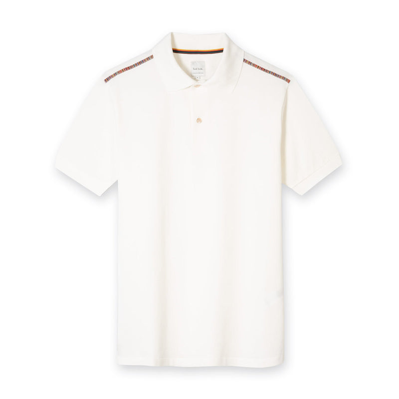 Paul Smith - Signature Stripe Shoulder Trim Polo Shirt in White - Nigel Clare
