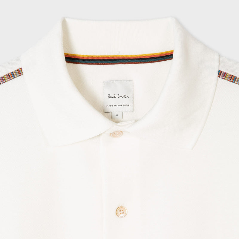 Paul Smith - Signature Stripe Shoulder Trim Polo Shirt in White - Nigel Clare