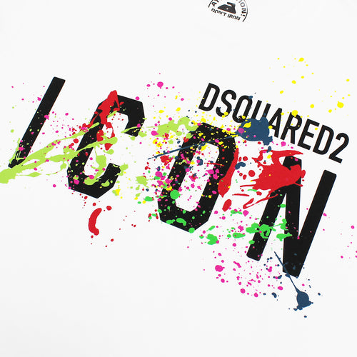 DSQUARED2 - Icon Splatter T-Shirt in White - Nigel Clare