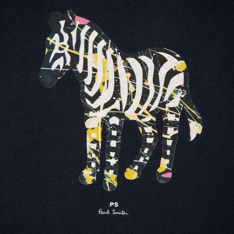 PS Paul Smith - 'Paint Splash Zebra' Print T-Shirt in Navy - Nigel Clare
